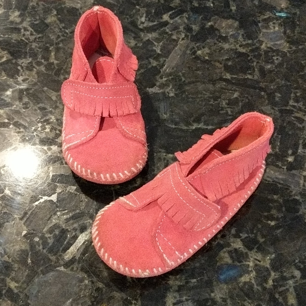 Minnetonka Soft Bottom Pink Moccasins